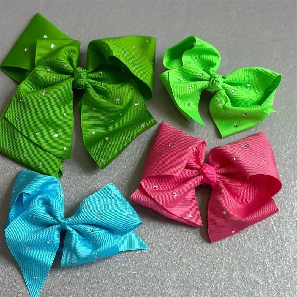 Multicolor Grosgrain Ribbon Hair Bows with Swarovski crystals 4 piece Bundle‎